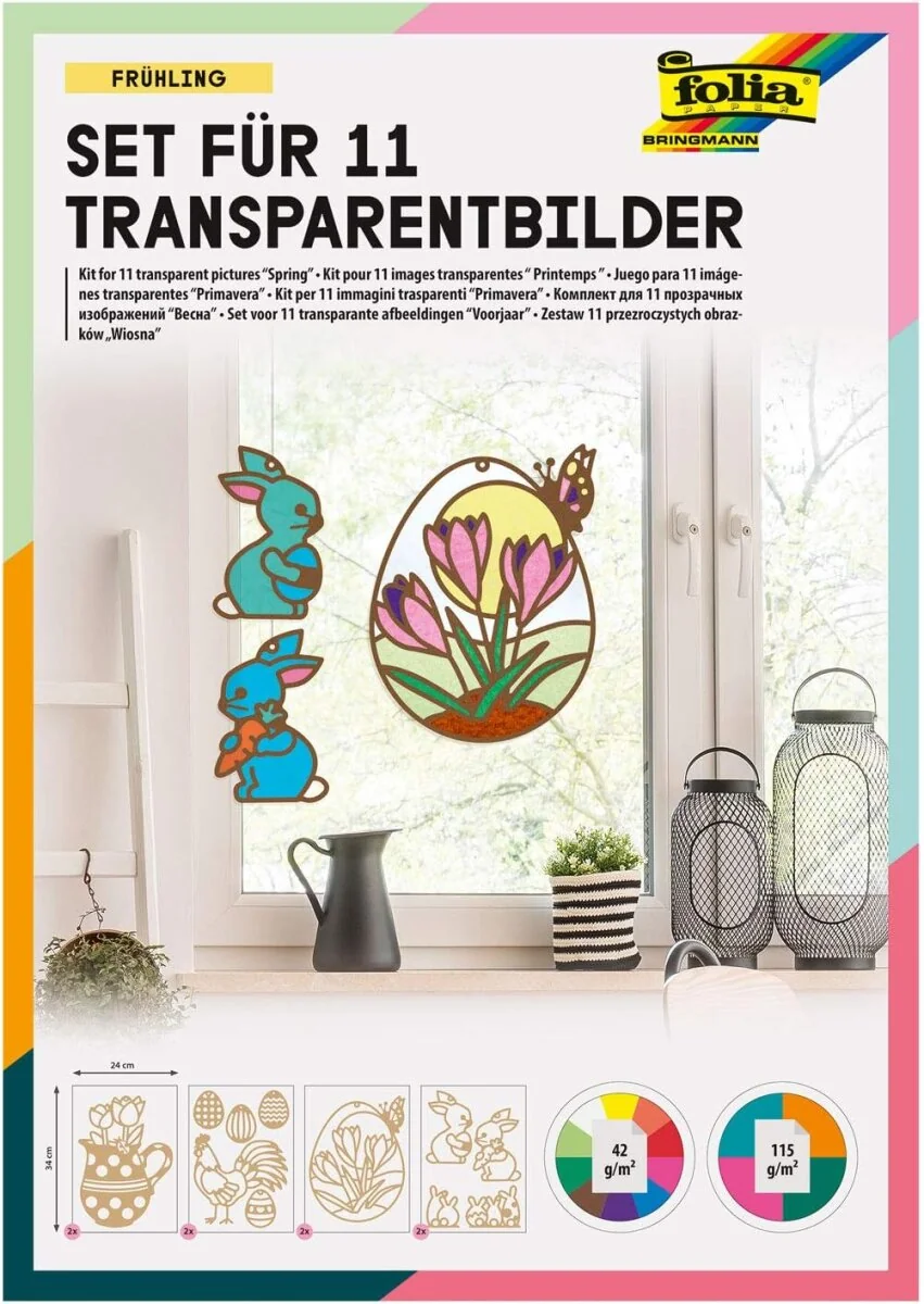 folia Fensterbilder-Bastelset "Frühling", 250 x 350 mm, schwarz und weiß sortiert (EAN: 4001868120172)