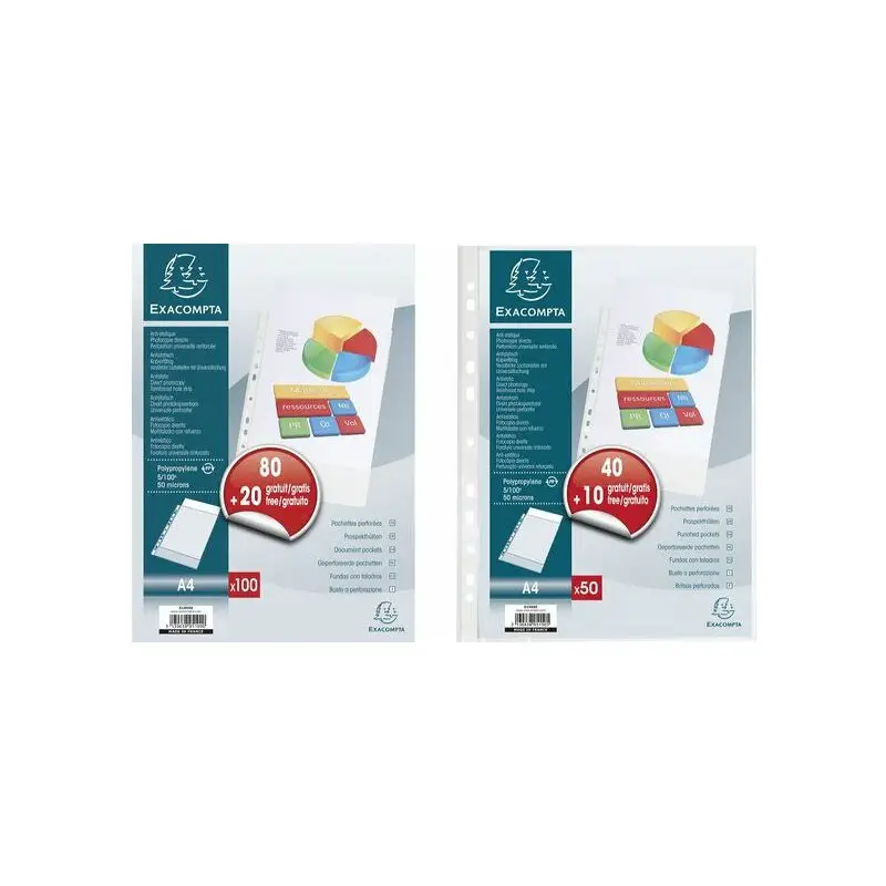 EXACOMPTA Prospekthülle, DIN A4, PP, Promopack 80+20 GRATIS, transparent (EAN: 3130638051000)