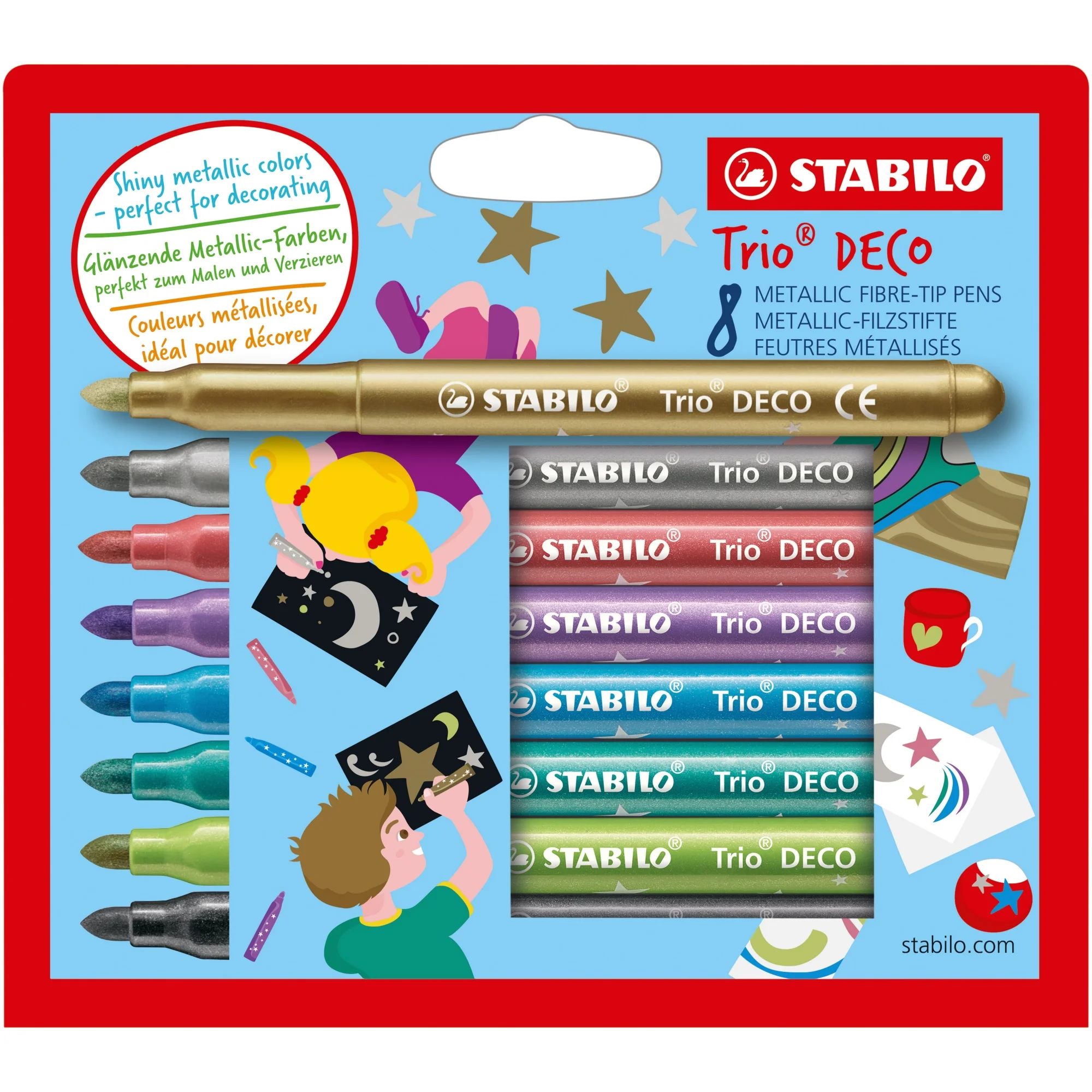 STABILO Fasermaler Trio Deco, 8er Kartonetui (EAN: 4006381411301)