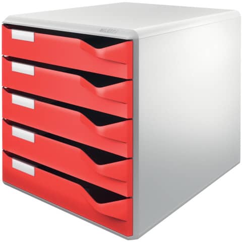 LEITZ Schubladenbox Post-Set, 5 Schübe, lichtgrau/rot (EAN: 4002432324392)