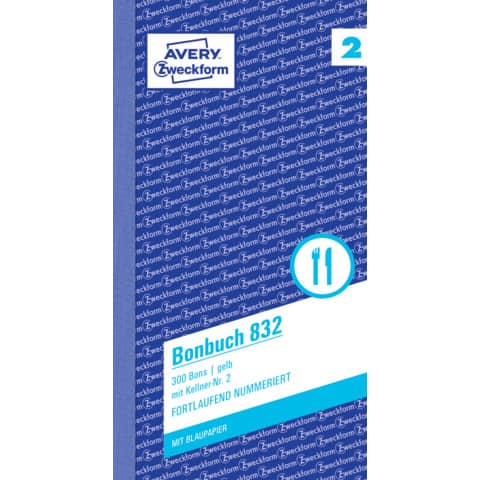 AVERY Zweckform Formularbuch "Bonbuch", 105 x 198 mm, gelb (EAN: 4004182008324)