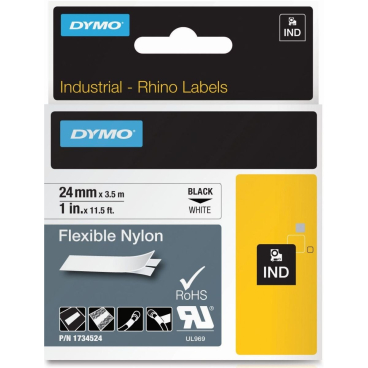 DYMO RHINO Nylon-Schriftband schwarz/weiß, 24 mm x 3,5 m (EAN: 0071701121868)