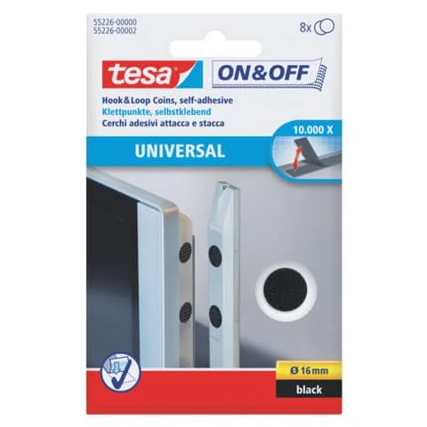 tesa On & Off Klettpunkte, Durchmesser: 16 mm, schwarz (EAN: 4042448859426)