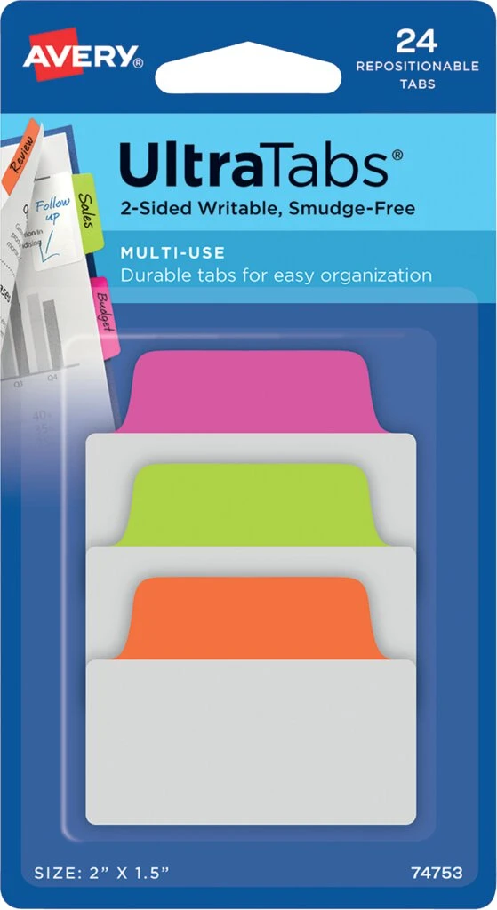 AVERY Zweckform Haftstreifen UltraTabs Neon, 50,8 x 38 mm (EAN: 4004182335109)