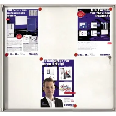 FRANKEN Schaukasten X-tra!Line, 8 x DIN A4, Metall-Rückwand, graue Kunststoffecken (EAN: 4016946224611)
