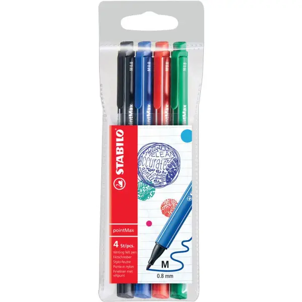 STABILO Fasermaler pointMax, 4er Kunststoffetui (EAN: 4006381503655)