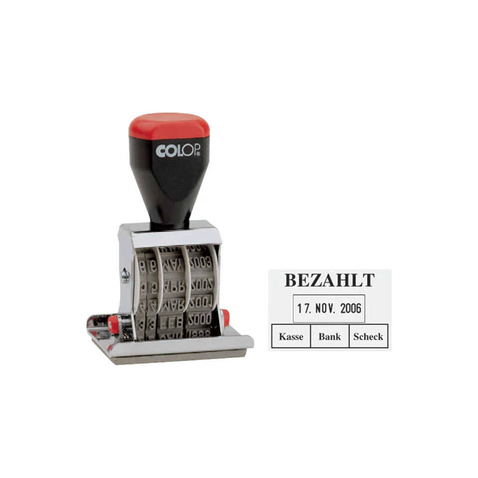 COLOP Datumstempel 04060 L2 "BEZAHLT", mit Textplatte (EAN: 9004362324157)