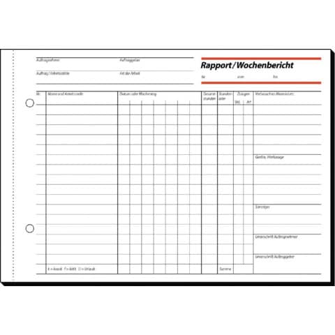 sigel Formularbuch "Rapport/Wochenbericht", A5 quer (EAN: 4004360910746)