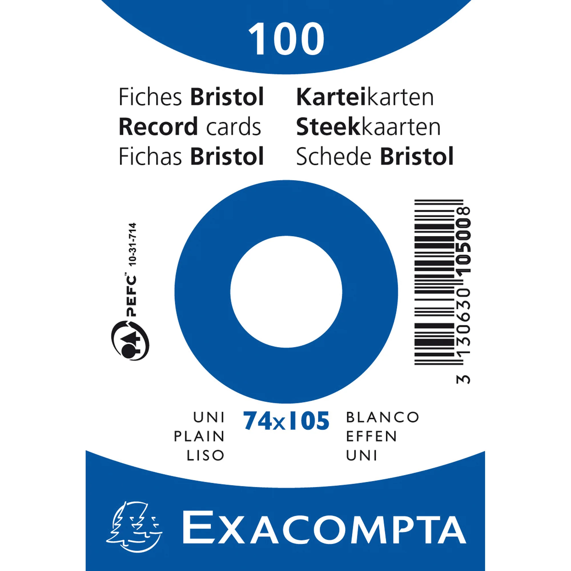 EXACOMPTA Karteikarten, DIN A7, blanko, weiß (EAN: 3130630105008)