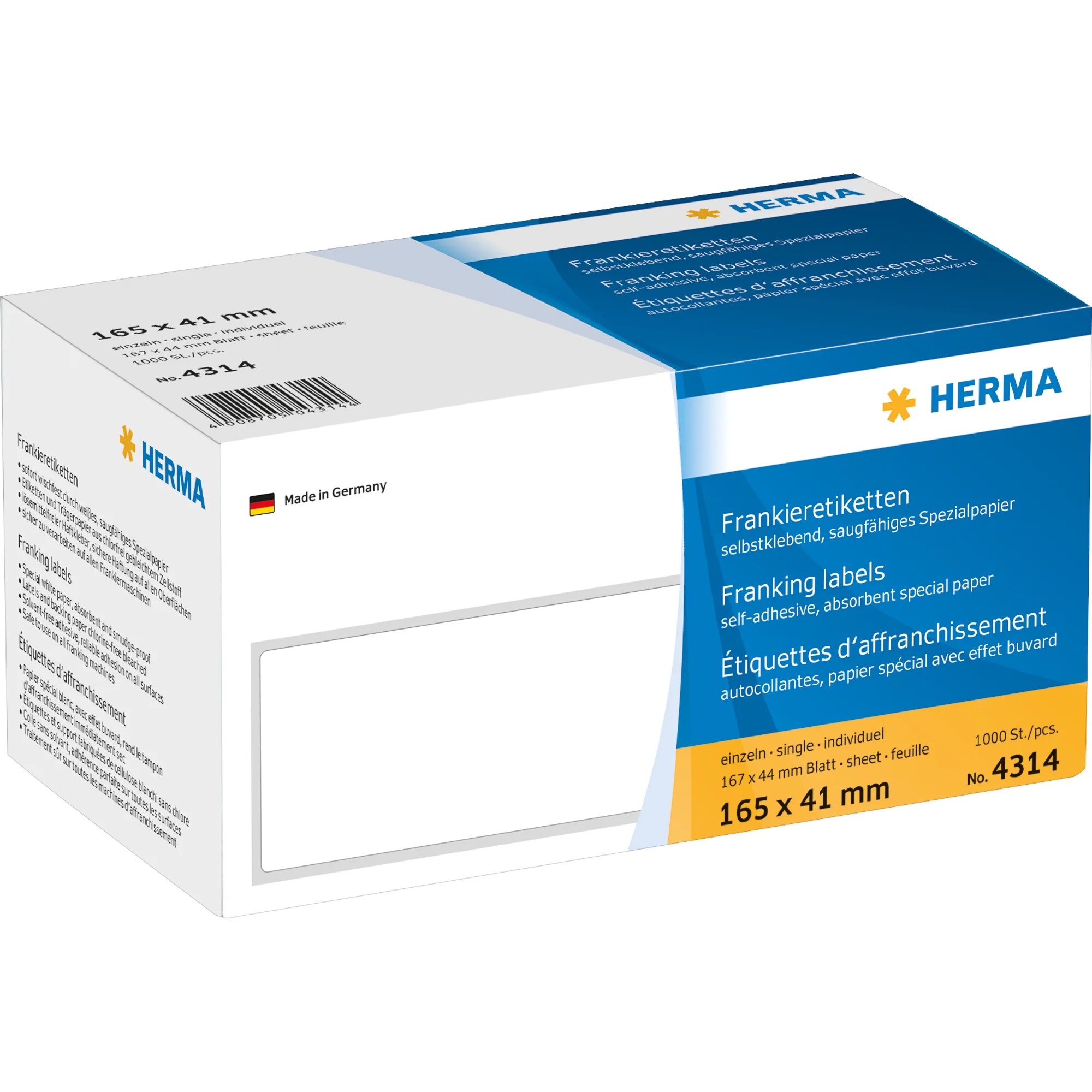 HERMA Frankier-Etiketten, 165 x 41 mm, einzeln, weiß (EAN: 4008705043144)