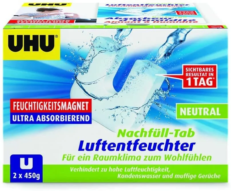 UHU Nachfülltab NEUTRAL für Feuchtigkeits-Magnet, 2 x 450 g (EAN: 4026700531657)