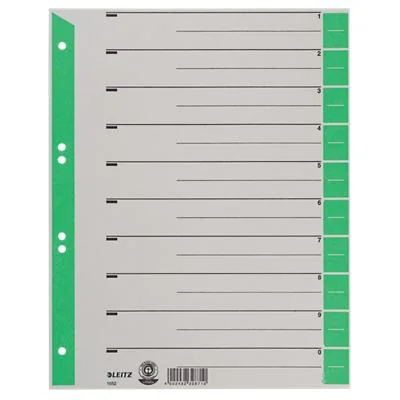 LEITZ Trennblätter, A4 Überbreite, Kraftkarton 230g/qm, grün (EAN: 4002432328710)