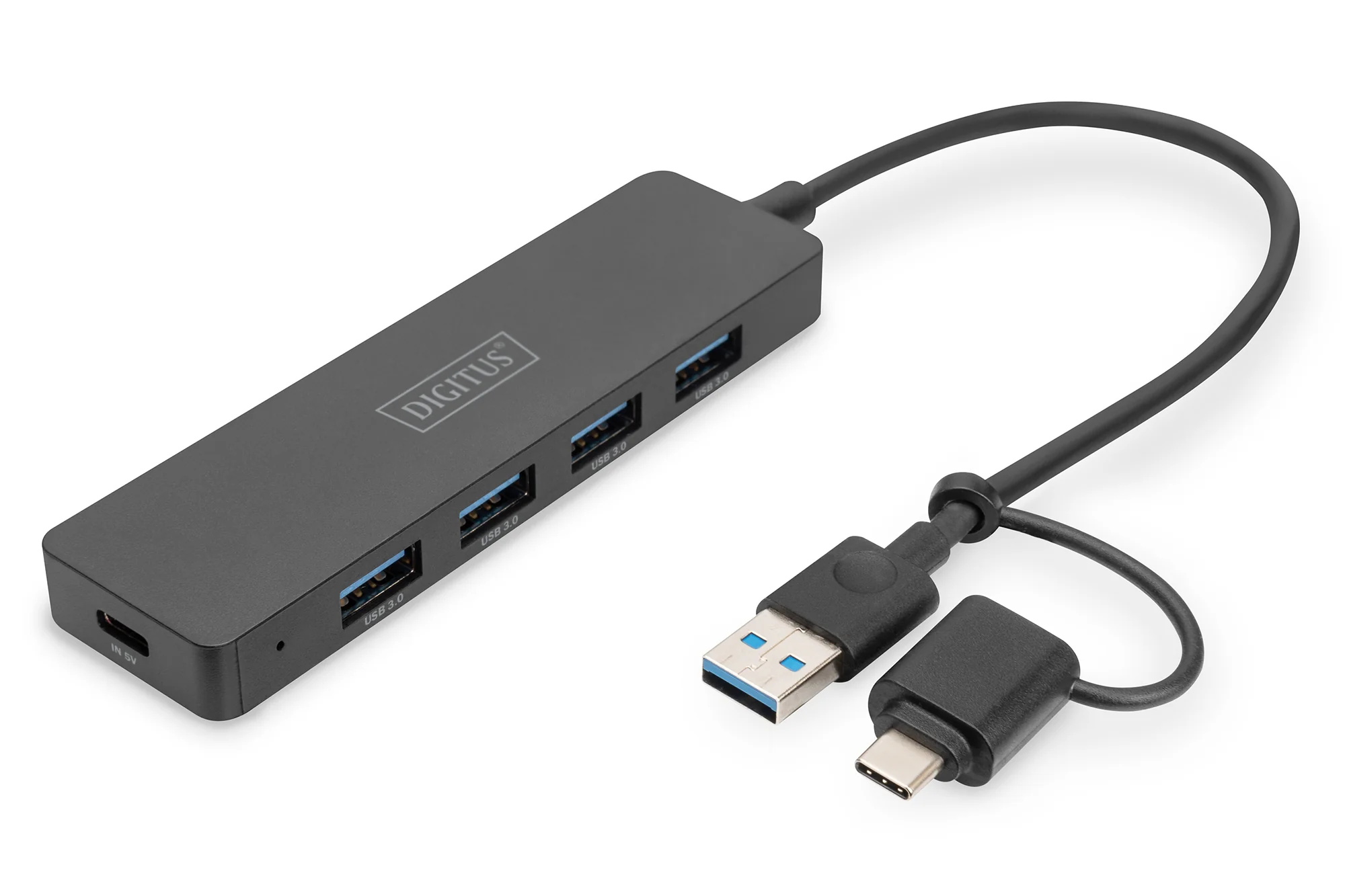 DIGITUS USB 3.0 Hub, 4-Port, Slim Line, schwarz (EAN: 4016032489207)