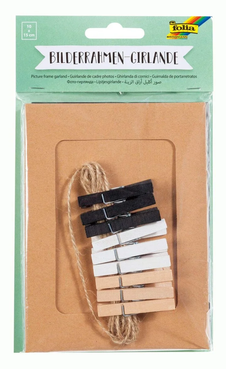folia Bilderrahmen-Girlande, 19-teilig, weiß, schwarz, natur (EAN: 4001868105940)