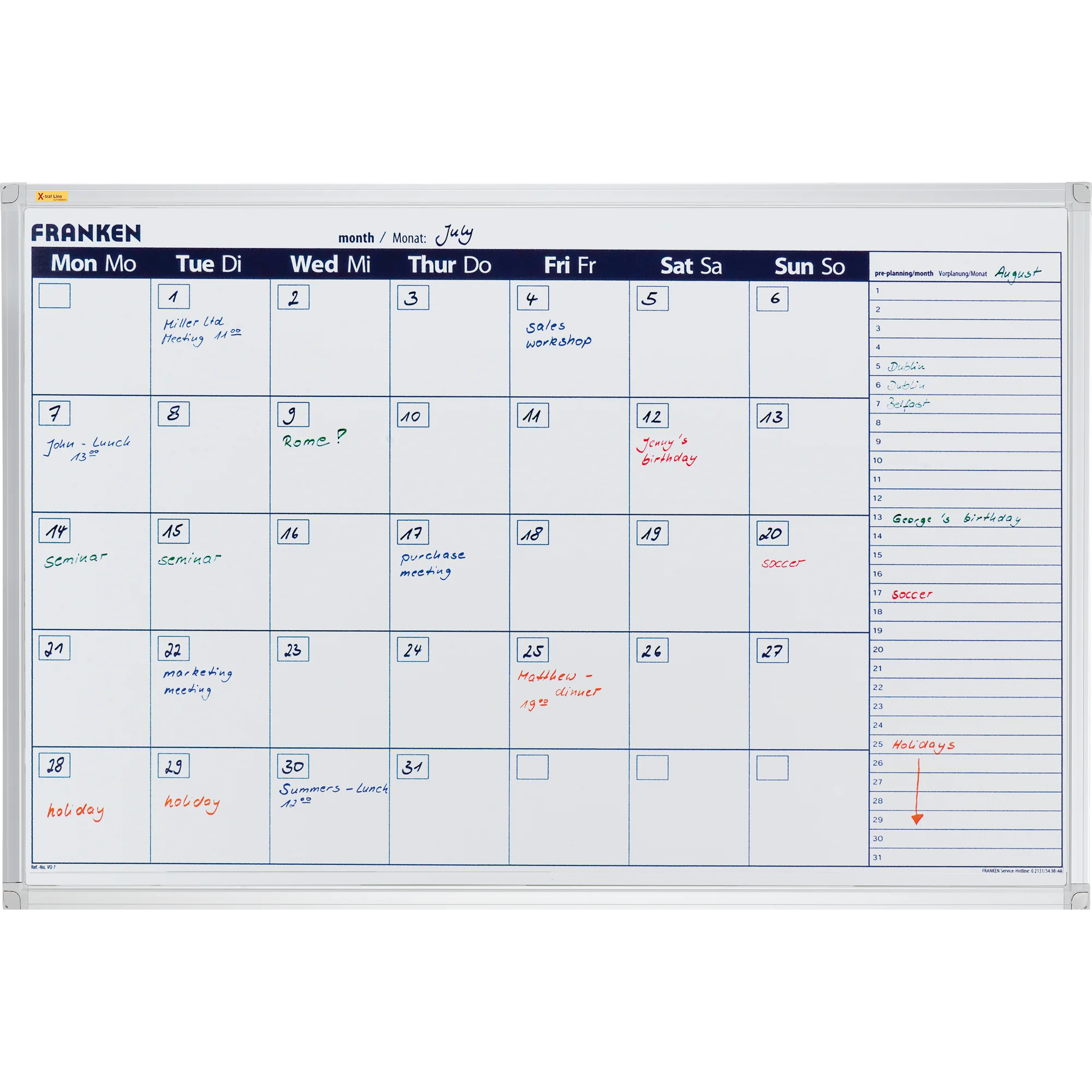 FRANKEN X-tra!Line Planungstafel Wochenkalender, 900x600 mm (EAN: 4016946061223)