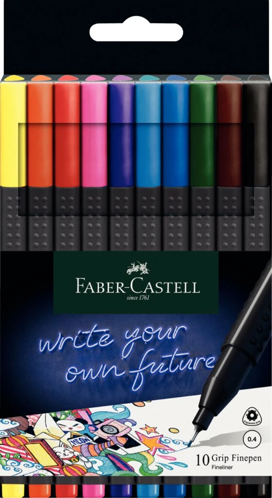 FABER-CASTELL Fineliner GRIP FINEPEN, 10er Kartonetui (EAN: 4005401516101)