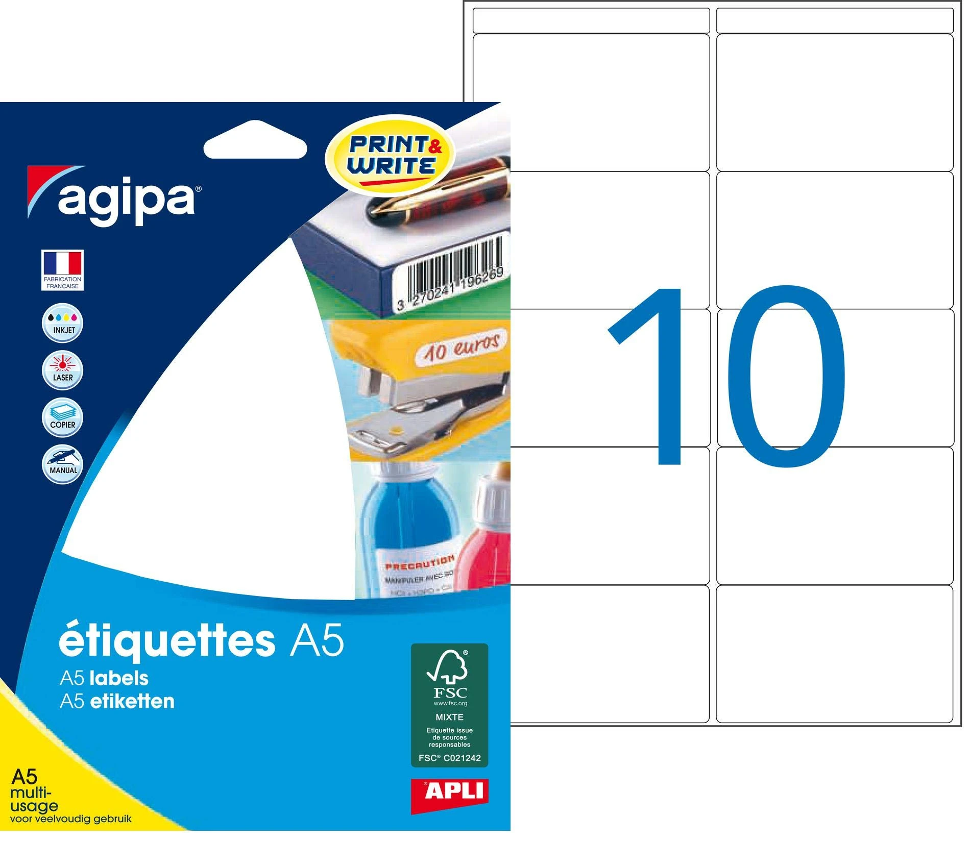 agipa Universal-Etiketten, 38,5 x 65 mm, weiß (EAN: 3270241140194)