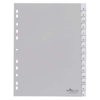 DURABLE Kunststoff-Register, blanko, A4, 15-teilig, grau (EAN: 4005546640945)