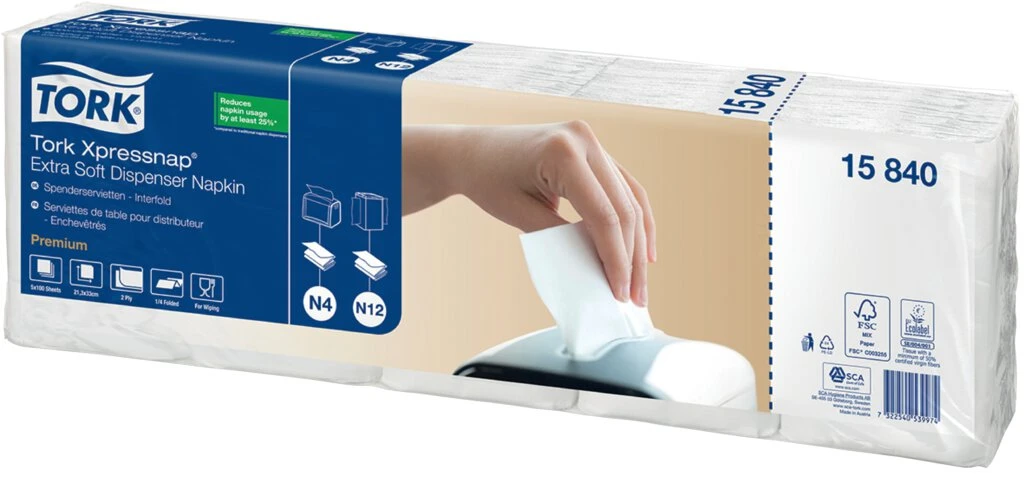 TORK Xpressnap Spender-Servietten, 213 x 330 mm, weiß (EAN: 7322540539974)