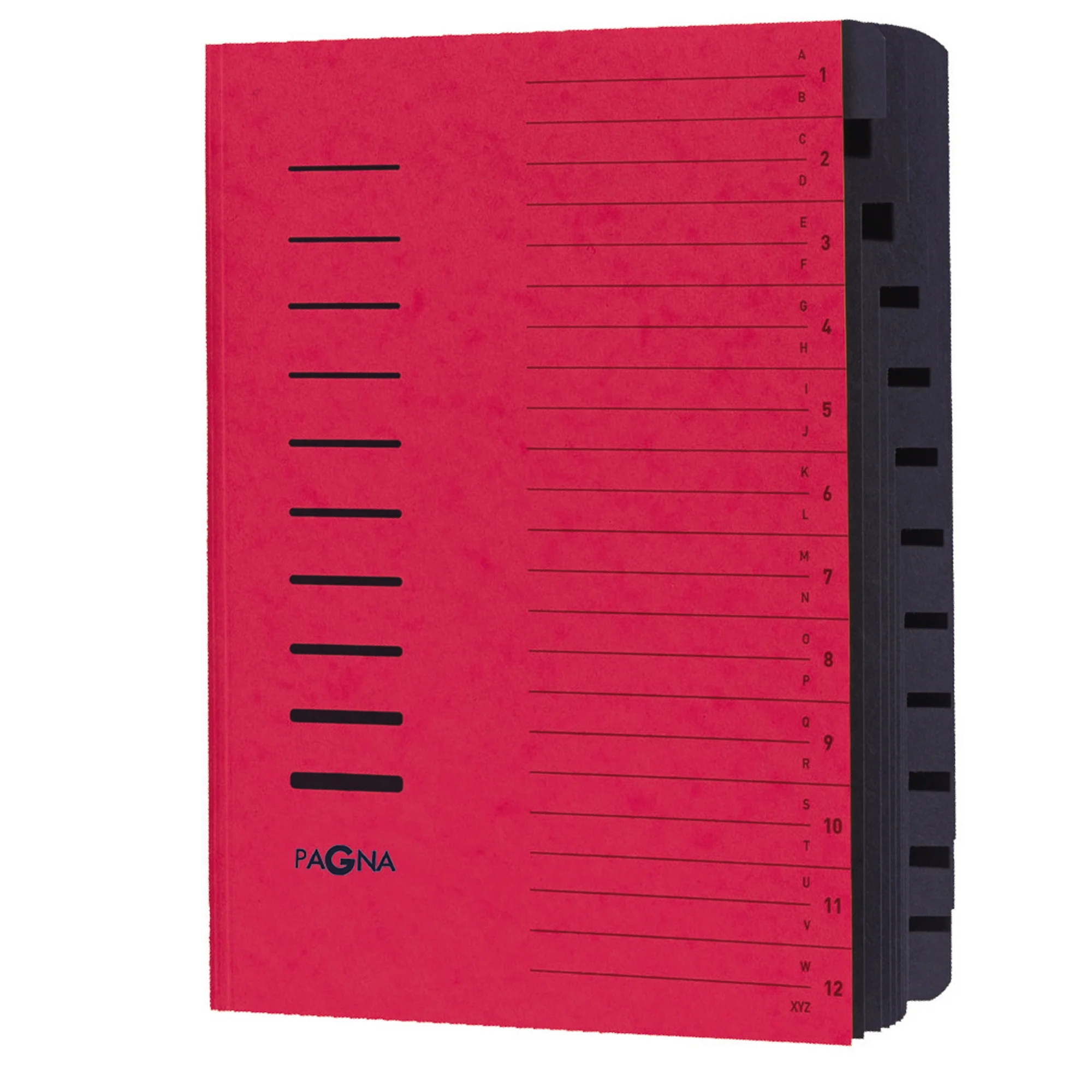 PAGNA Ordnungsmappe, DIN A4, aus Karton, 12 Fächer, rot (EAN: 4013951002173)