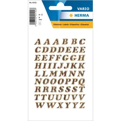 HERMA Buchstaben-Sticker A-Z, Prismaticfolie, gold, 8 mm (EAN: 4008705041928)