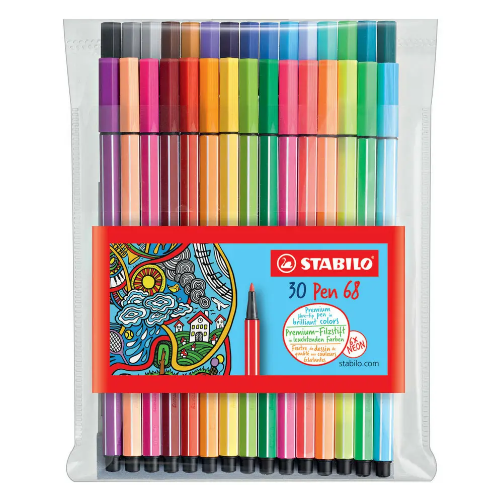 STABILO Fasermaler Pen 68, 30er Kunststoffetui (EAN: 4006381455855)