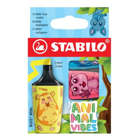 STABILO Textmarker BOSS MINI Animal Vibes, 3er Kartonetui (EAN: 4006381625081)