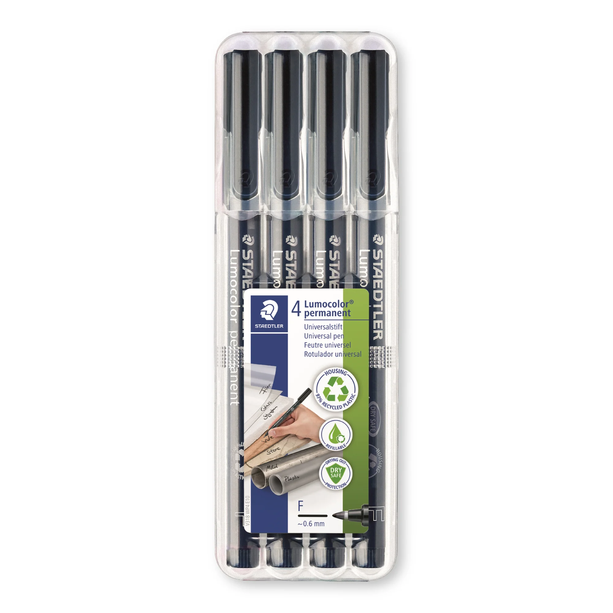 STAEDTLER Lumocolor Permanent-Marker 318F, schwarz, 4er Etui (EAN: 4007817318287)