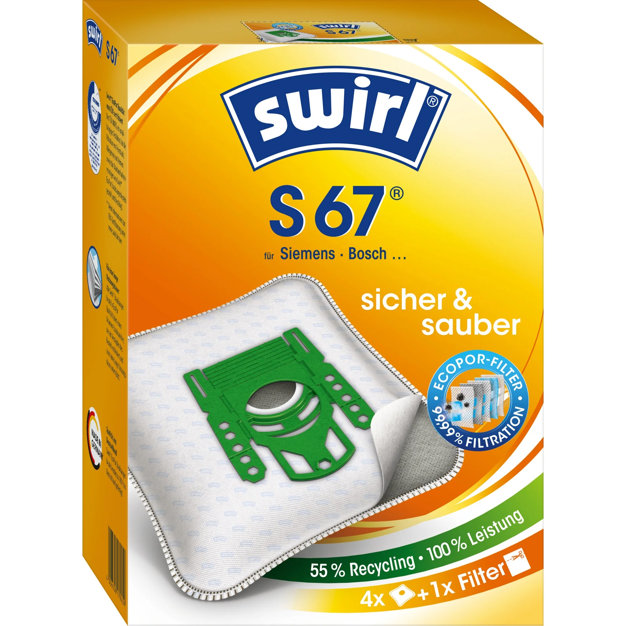 swirl Staubsaugerbeutel S 67, mit MicroporPlus-Filter (EAN: 4006508179459)
