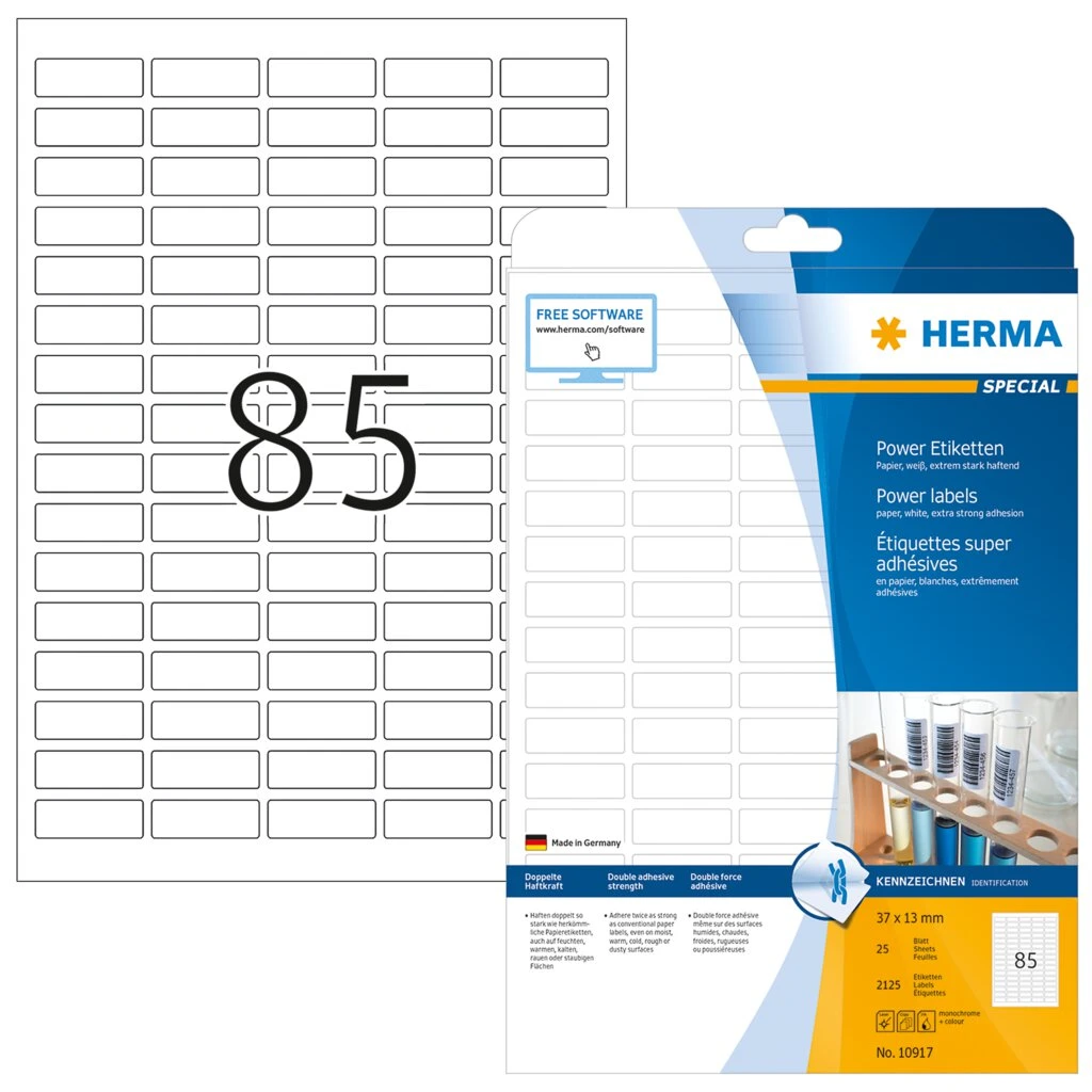 HERMA Power Etiketten SPECIAL, 37 x 13 mm, weiß (EAN: 4008705109178)