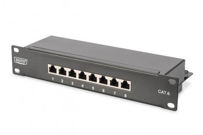DIGITUS 10" Patch Panel Kat.6, Klasse E, 8 x RJ45, 1 HE (EAN: 4016032241577)