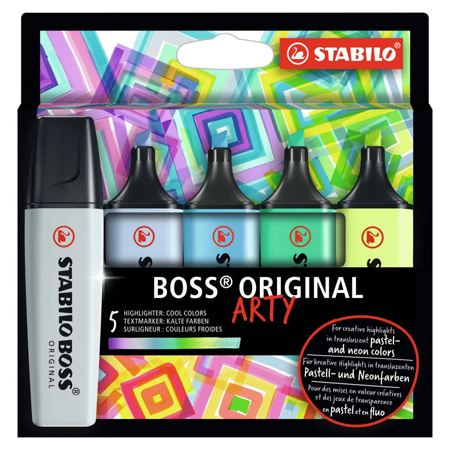 STABILO Textmarker BOSS ORIGINAL, 5er Kartonetui ARTY (EAN: 4006381577755)