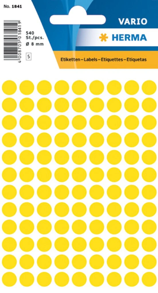 HERMA Markierungspunkte, Durchmesser: 8 mm, gelb (EAN: 4008705018418)