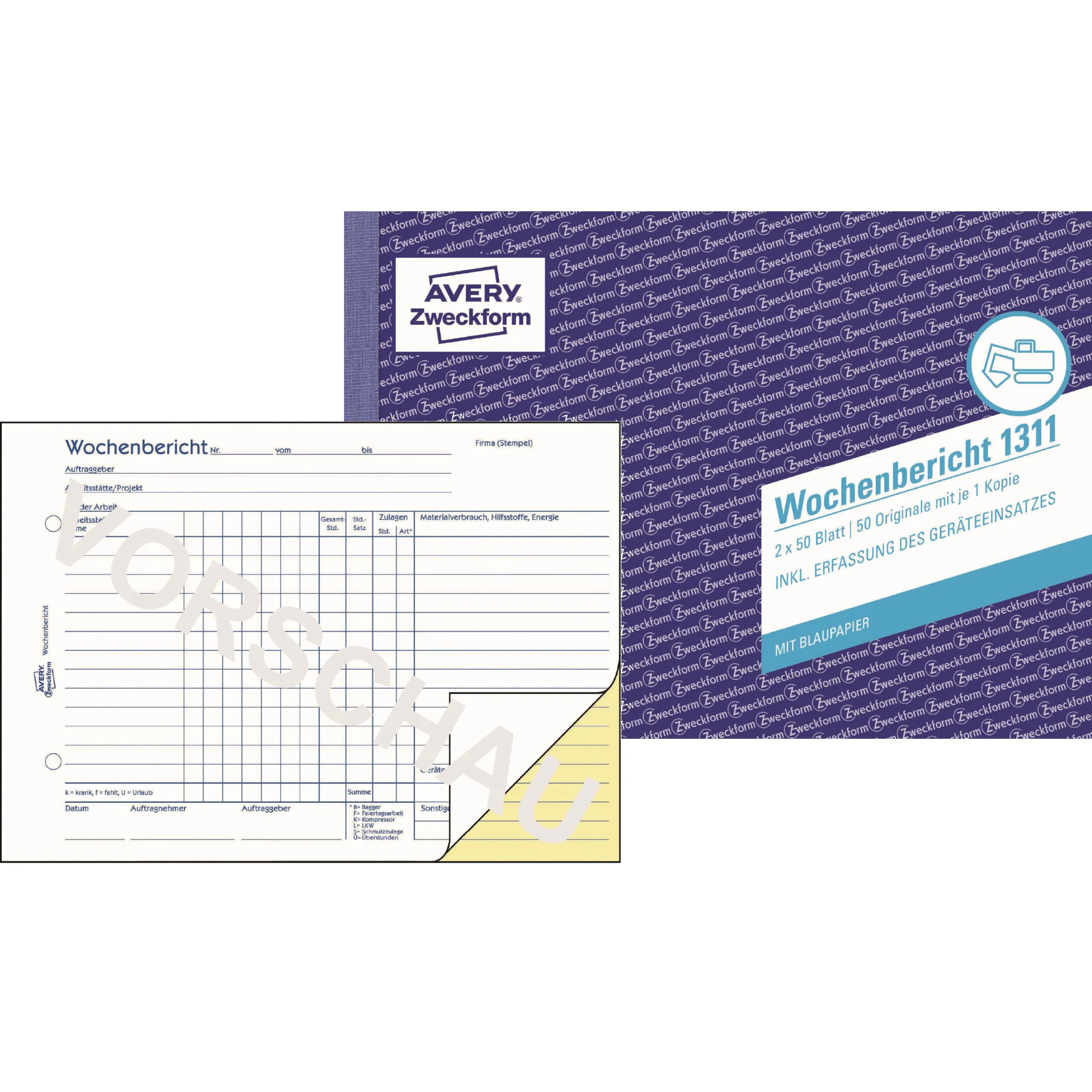 AVERY Zweckform Formularbuch "Wochenbericht", A5 quer (EAN: 4004182013113)