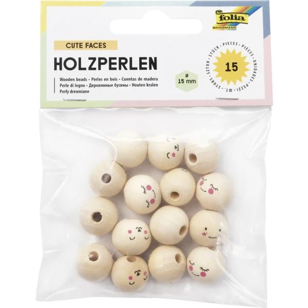 folia Holzperlen CUTE FACES, rund (EAN: 4001868122640)