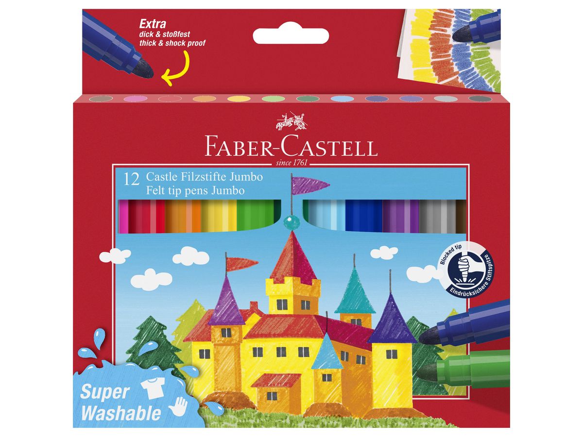 FABER-CASTELL Fasermaler JUMBO Superwashable, 12er Etui (EAN: 4005401543114)