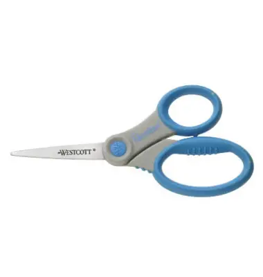 WESTCOTT Schere Microban Softgrip, Länge: 155 mm, grau/blau (EAN: 4027521307605)