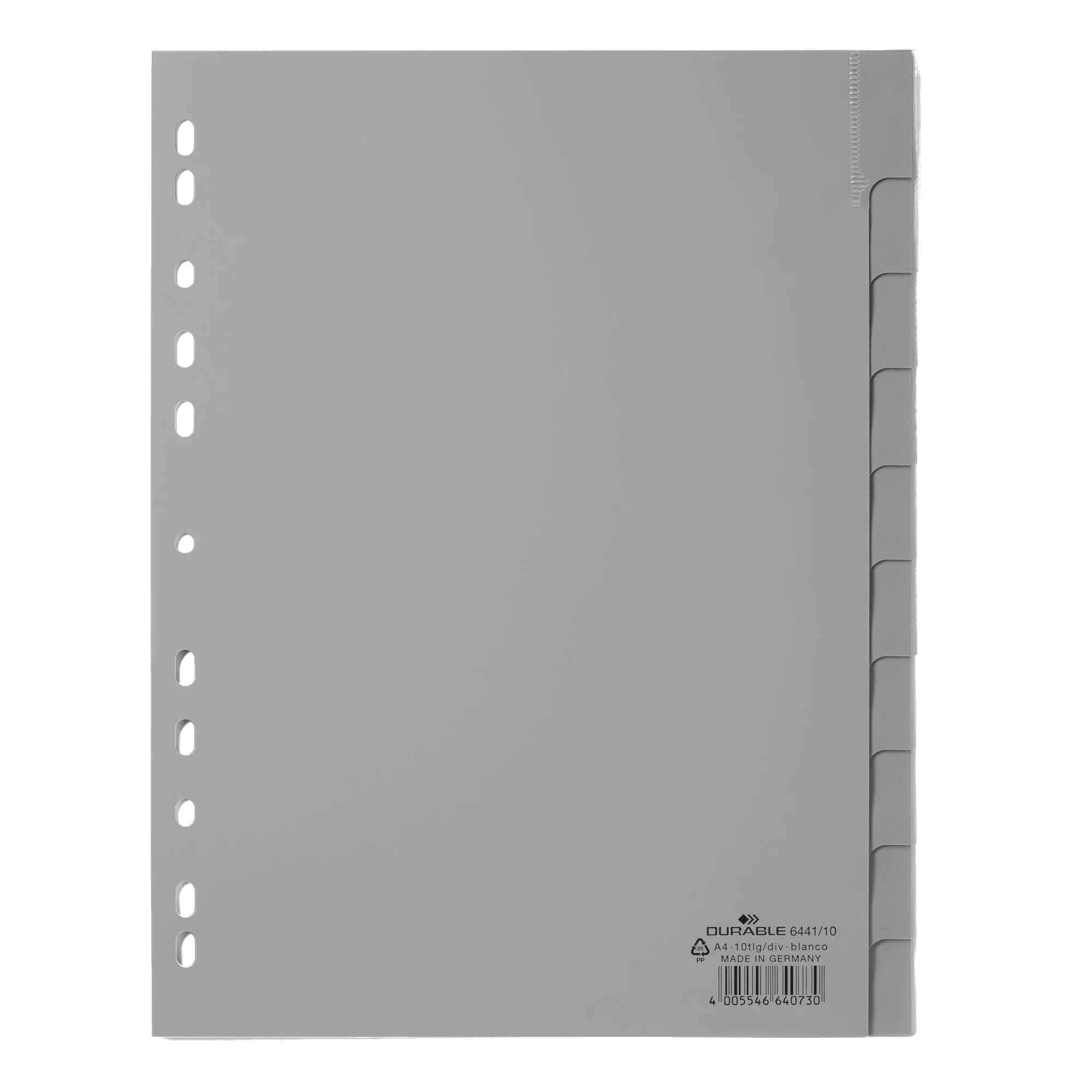 DURABLE Kunststoff-Register, A4, PP, 10-teilig, grau (EAN: 4005546640730)