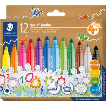 STAEDTLER Fasermaler Noris jumbo, 12er Kartonetui (EAN: 4007817091142)