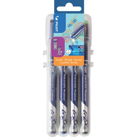 PILOT Fineliner FRIXION EVOLUTIVE SET, 4er Etui, blau, schwarz, rot und grün (EAN: 3131910537175)