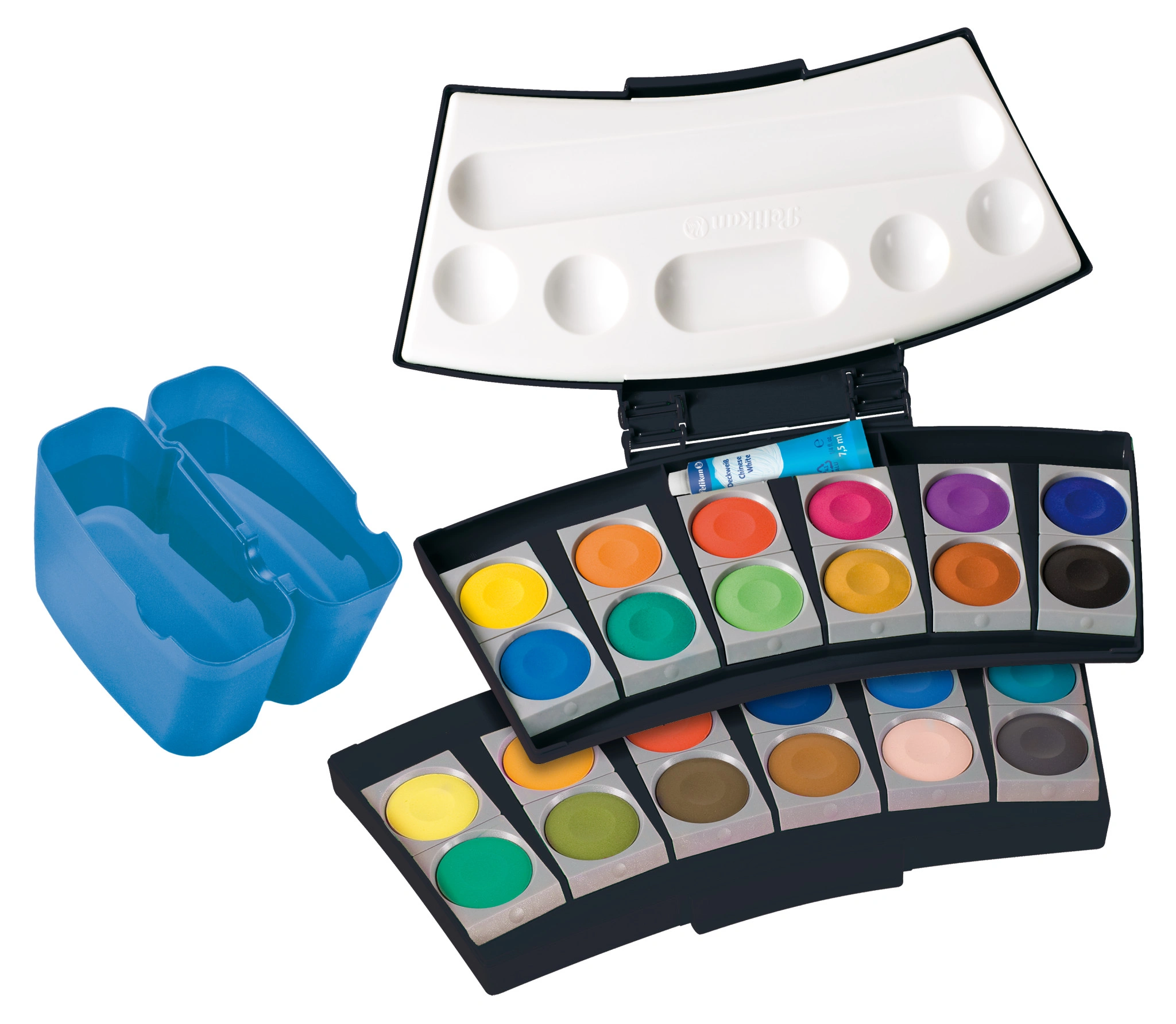 Pelikan Deckfarbkasten ProColor 735, 24 Farben, schwarz/blau (EAN: 4012700701220)
