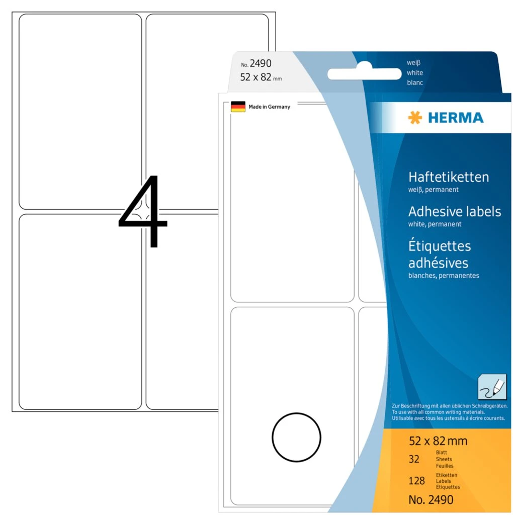 HERMA Vielzweck-Etiketten, 52 x 82 mm, weiß, Großpackung (EAN: 4008705024907)