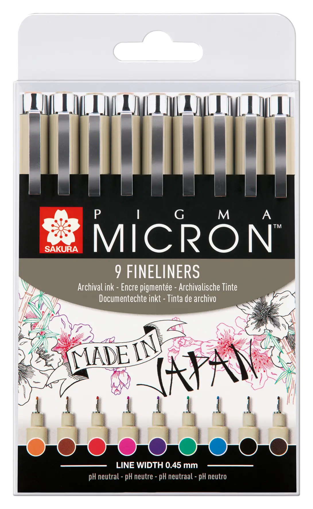 SAKURA Fineliner PIGMA MICRON 05, 9er Etui (EAN: 8710141129844)