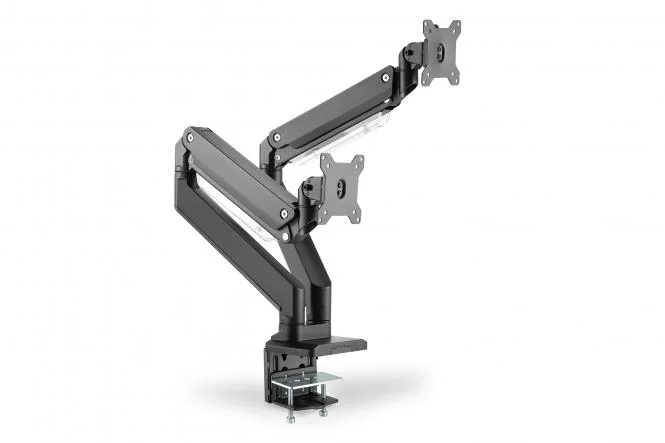 DIGITUS Universal Dual-Monitorarm, Klemmbefestigung, schwarz, schwarz matt (EAN: 4016032479765)