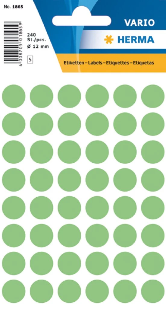 HERMA Markierungspunkte, Durchmesser: 13 mm, grün (EAN: 4008705018654)