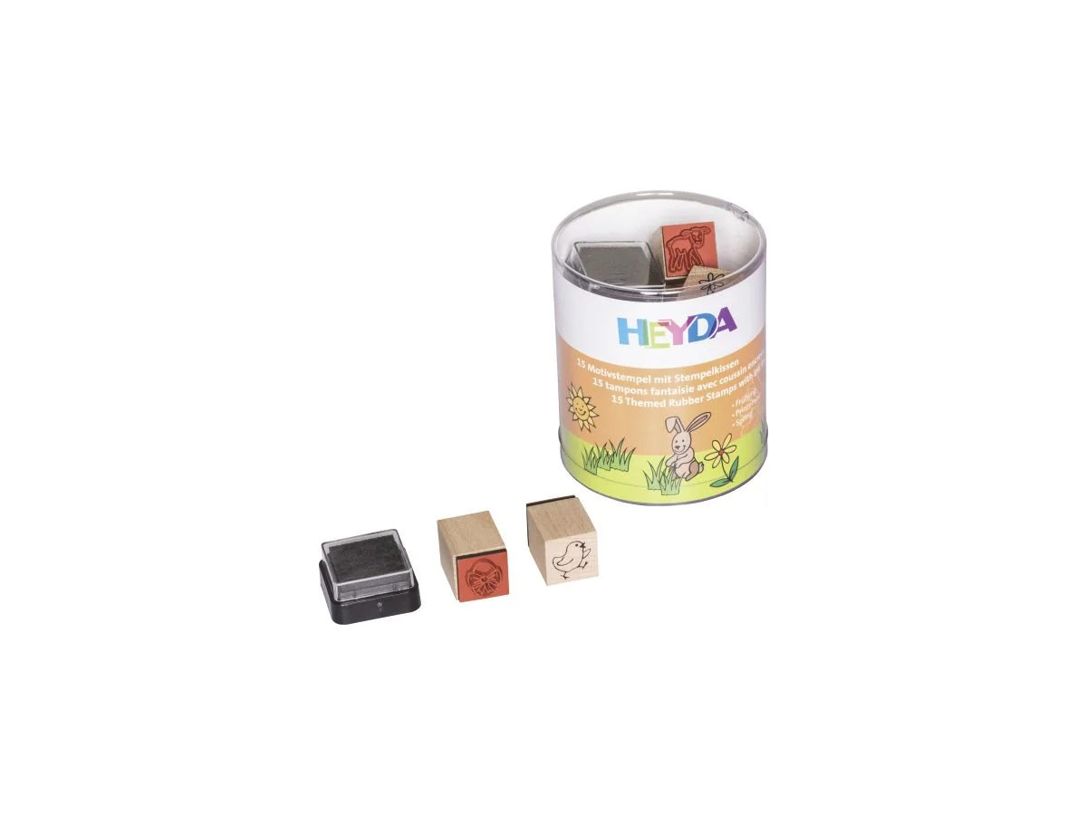 HEYDA Motivstempel-Set "Frühling", Klarsicht-Runddose, schwarz (EAN: 4005329884849)