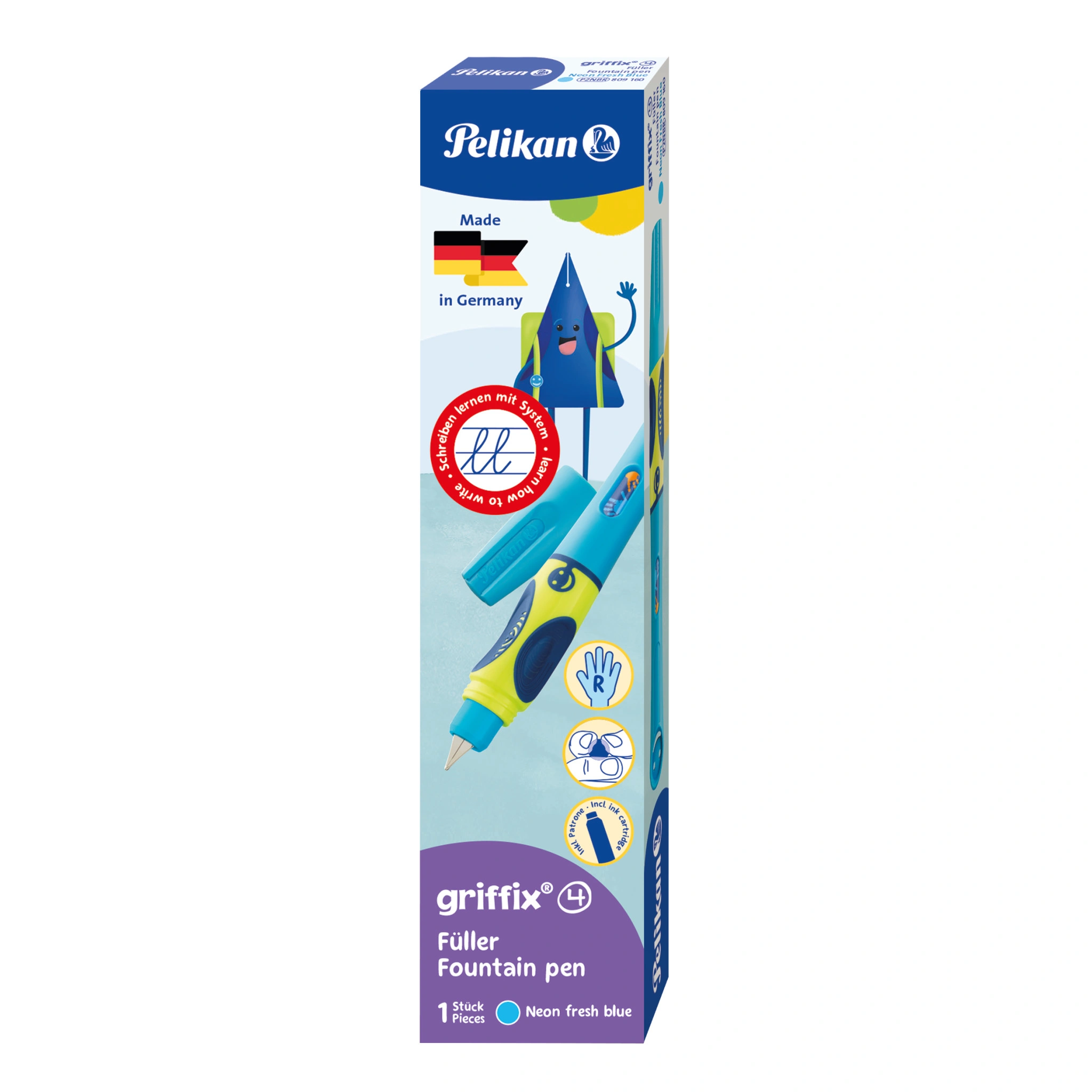 Pelikan griffix Füllhalter Neon Fresh Blue, für Rechtshänder (EAN: 4012700809162)