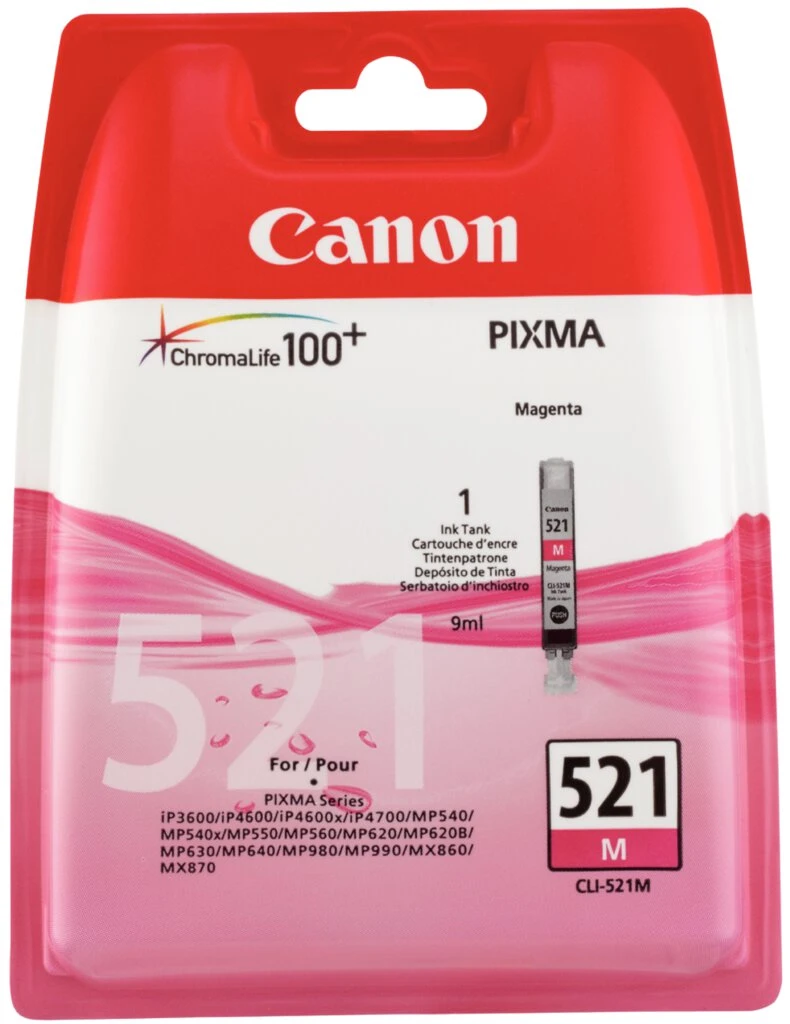 Canon Tinte für Canon PIXMA iP4600, CLI-521, magenta (EAN: 4960999577517)