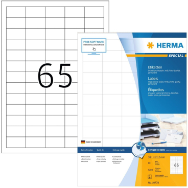 HERMA Inkjet-Etiketten, 38,1 x 21,2 mm, weiß (EAN: 4008705107785)