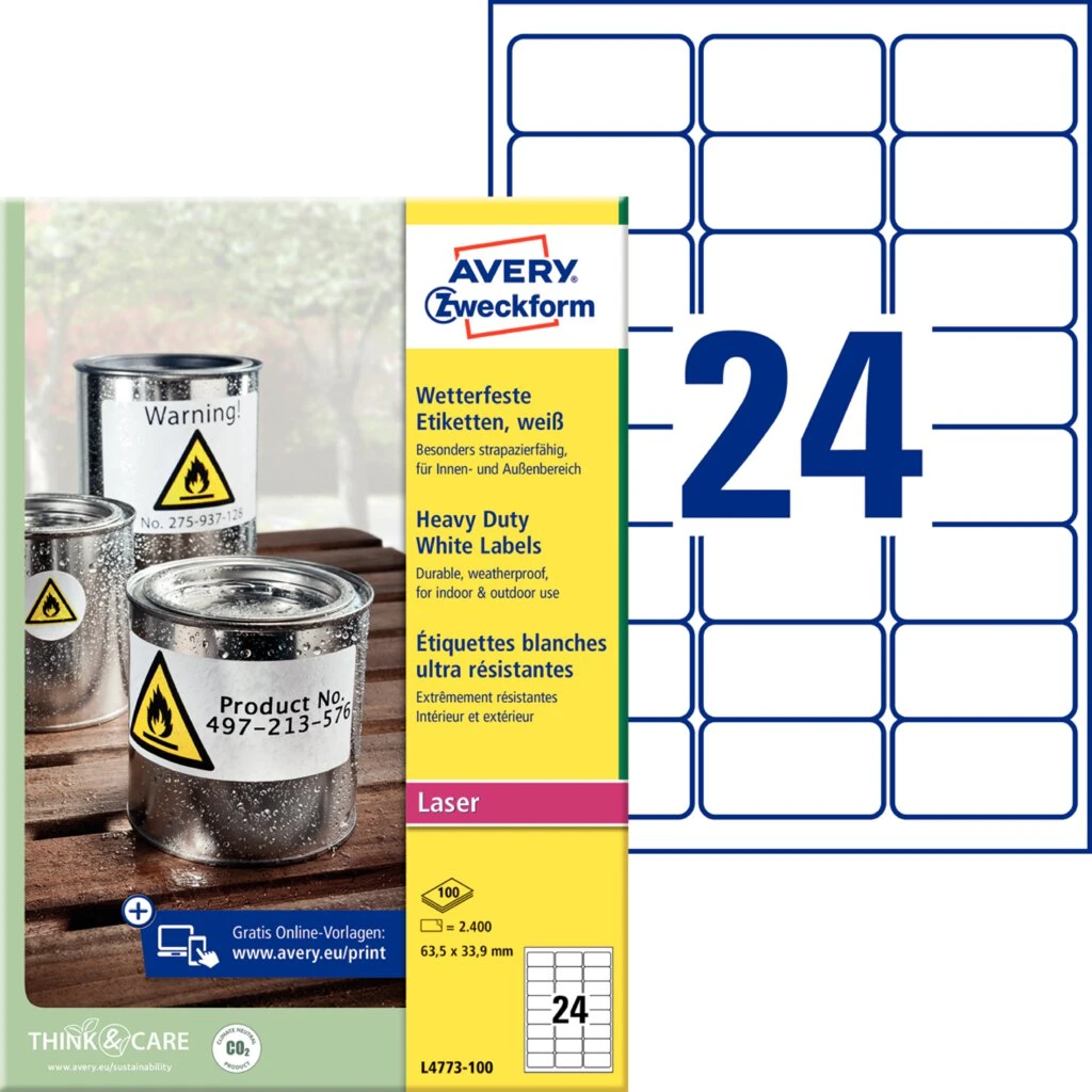 AVERY Zweckform wetterfeste Etiketten, 63,5 x 33,9 mm (EAN: 4004182061008)